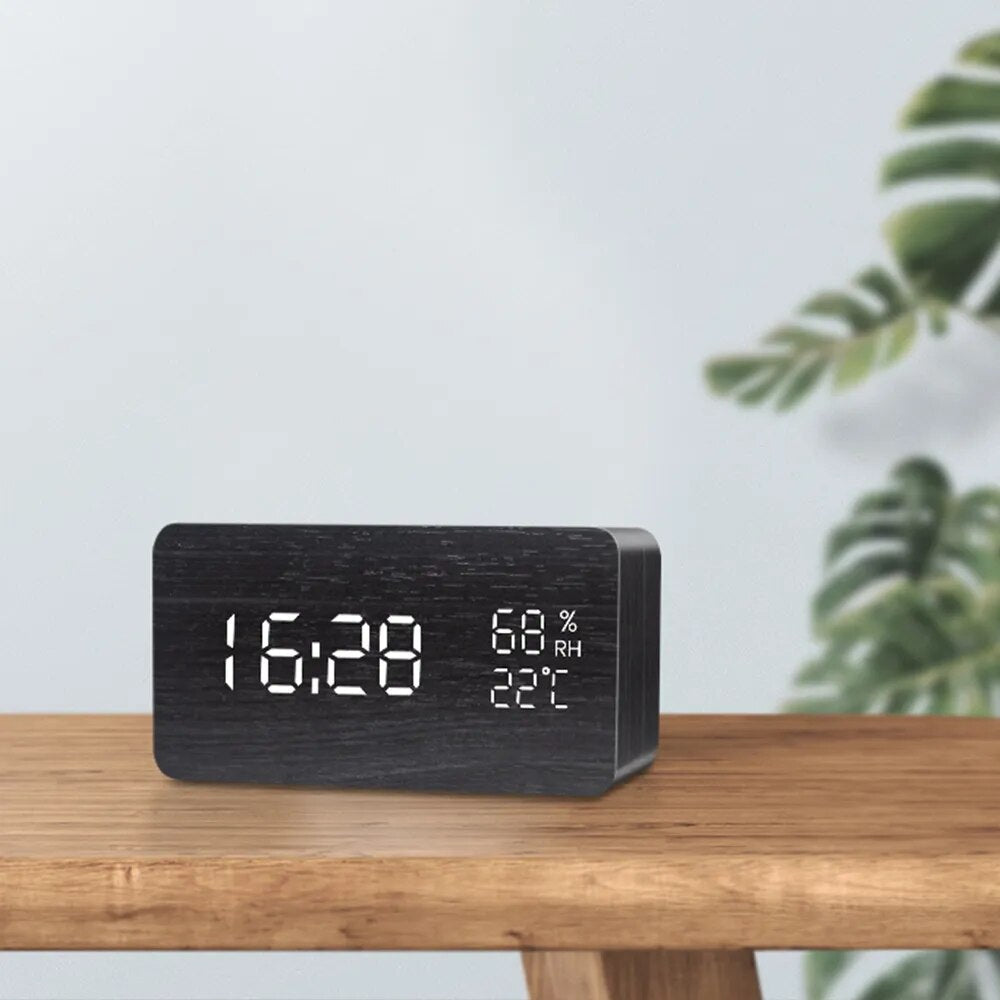 EcoWood LED Digital Alarm Clock